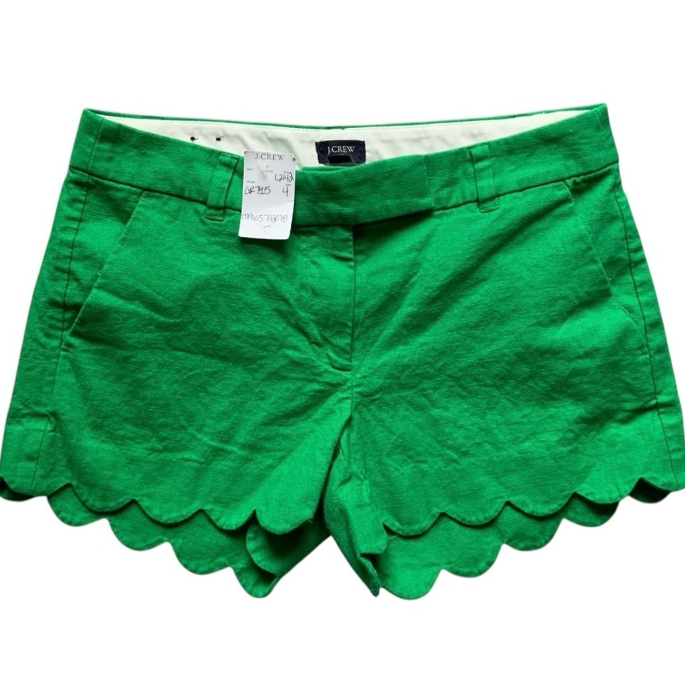 NWT J.Crew 4” Linen-Cotton Scalloped Hem Short Sz 4 L2142 - Picture 5 of 8
